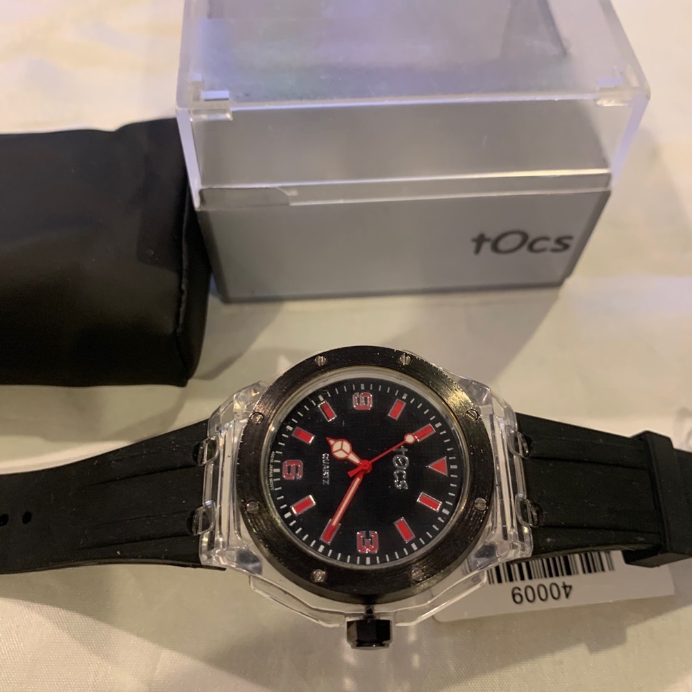 “TOCS” men’s black with round bezel watch - Picture 6 of 8
